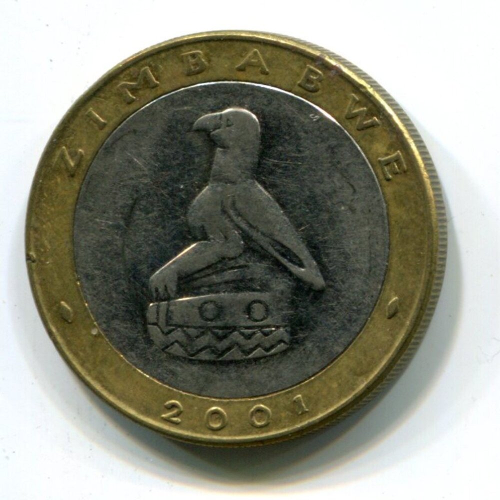 2001 Zimbabwe Bimetallic Rhino $5 Coin (b489-5)